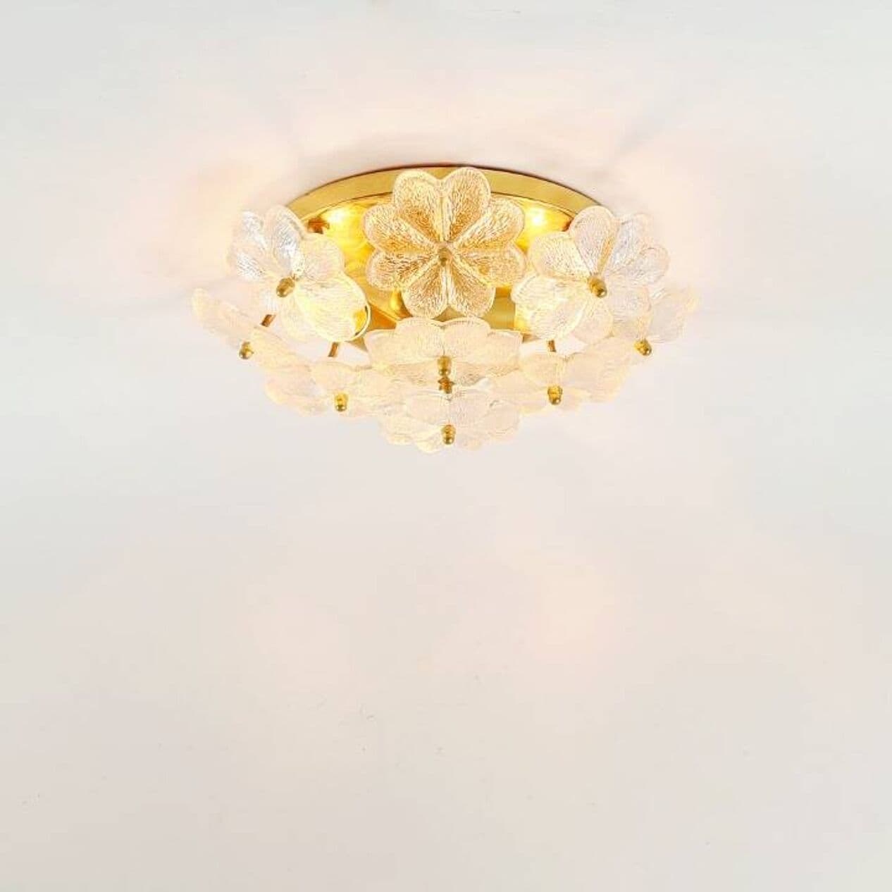 Plafon/lampa sufitowa, szkło Murano transparentne, mosiądz, Palwa, Niemcy, lata 60./70. - 295678