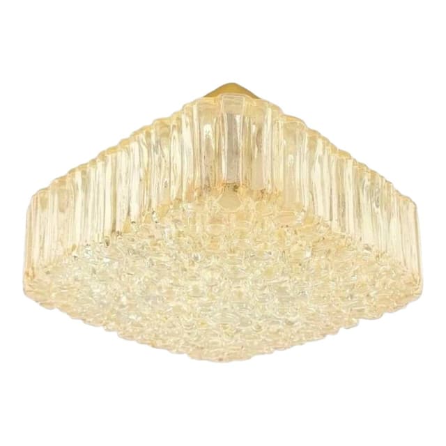Lampa sufitowa Bubble, szkło złote transparentne, mosiądz, proj. H. Tynell, Limburg, Niemcy, lata 70. - WYMIARY