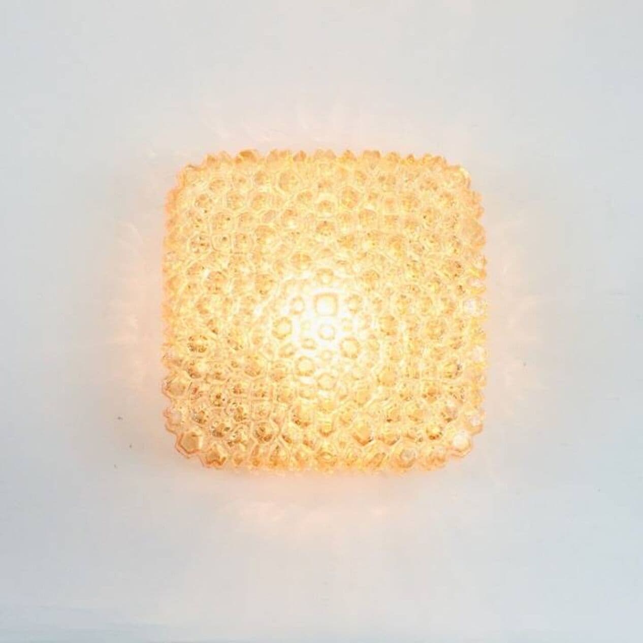 Lampa sufitowa Bubble, szkło złote transparentne, mosiądz, proj. H. Tynell, Limburg, Niemcy, lata 70. - 295643