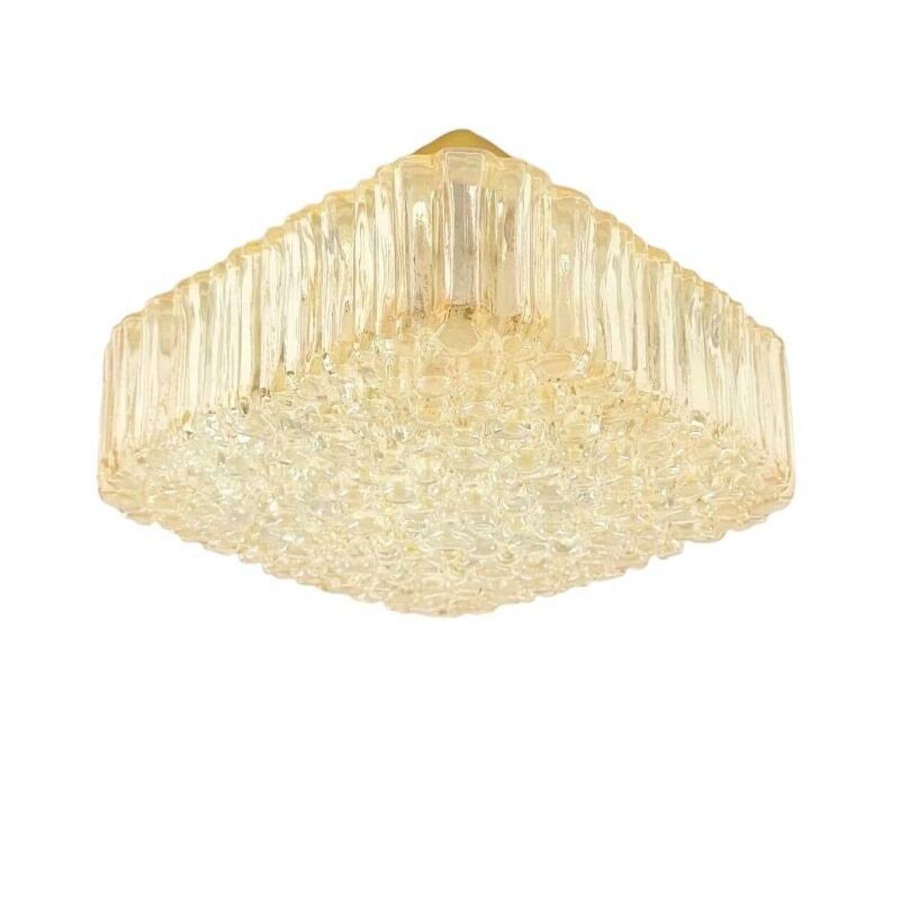 Lampa sufitowa Bubble, szkło złote transparentne, mosiądz, proj. H. Tynell, Limburg, Niemcy, lata 70. - 295638