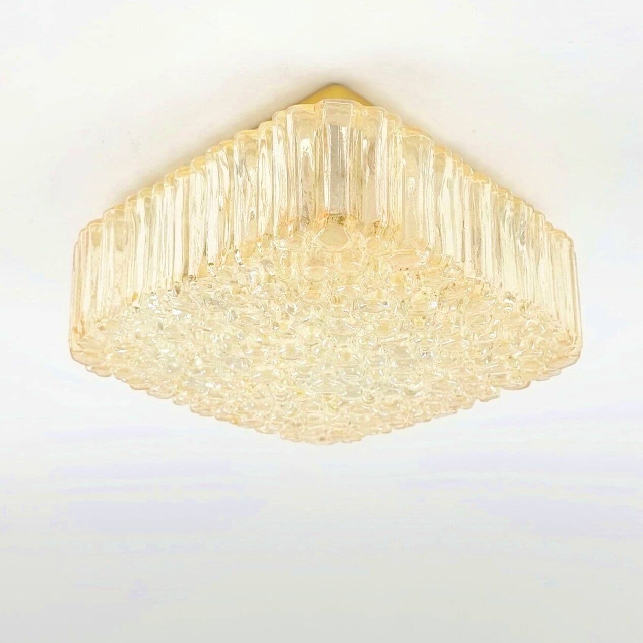 Lampa sufitowa Bubble, szkło złote transparentne, mosiądz, proj. H. Tynell, Limburg, Niemcy, lata 70. - 295640