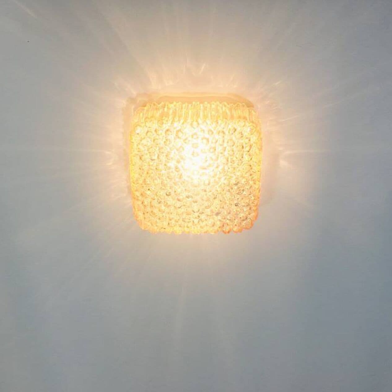 Lampa sufitowa Bubble, szkło złote transparentne, mosiądz, proj. H. Tynell, Limburg, Niemcy, lata 70. - 295645