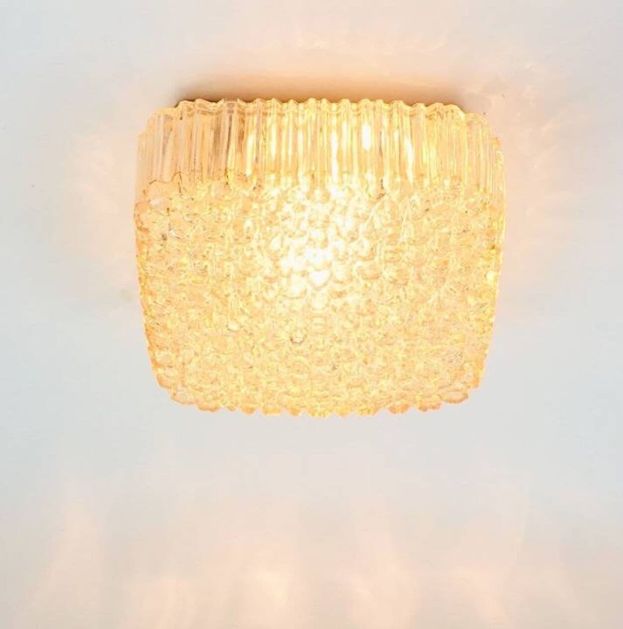 Lampa sufitowa Bubble, szkło złote transparentne, mosiądz, proj. H. Tynell, Limburg, Niemcy, lata 70. - 295644