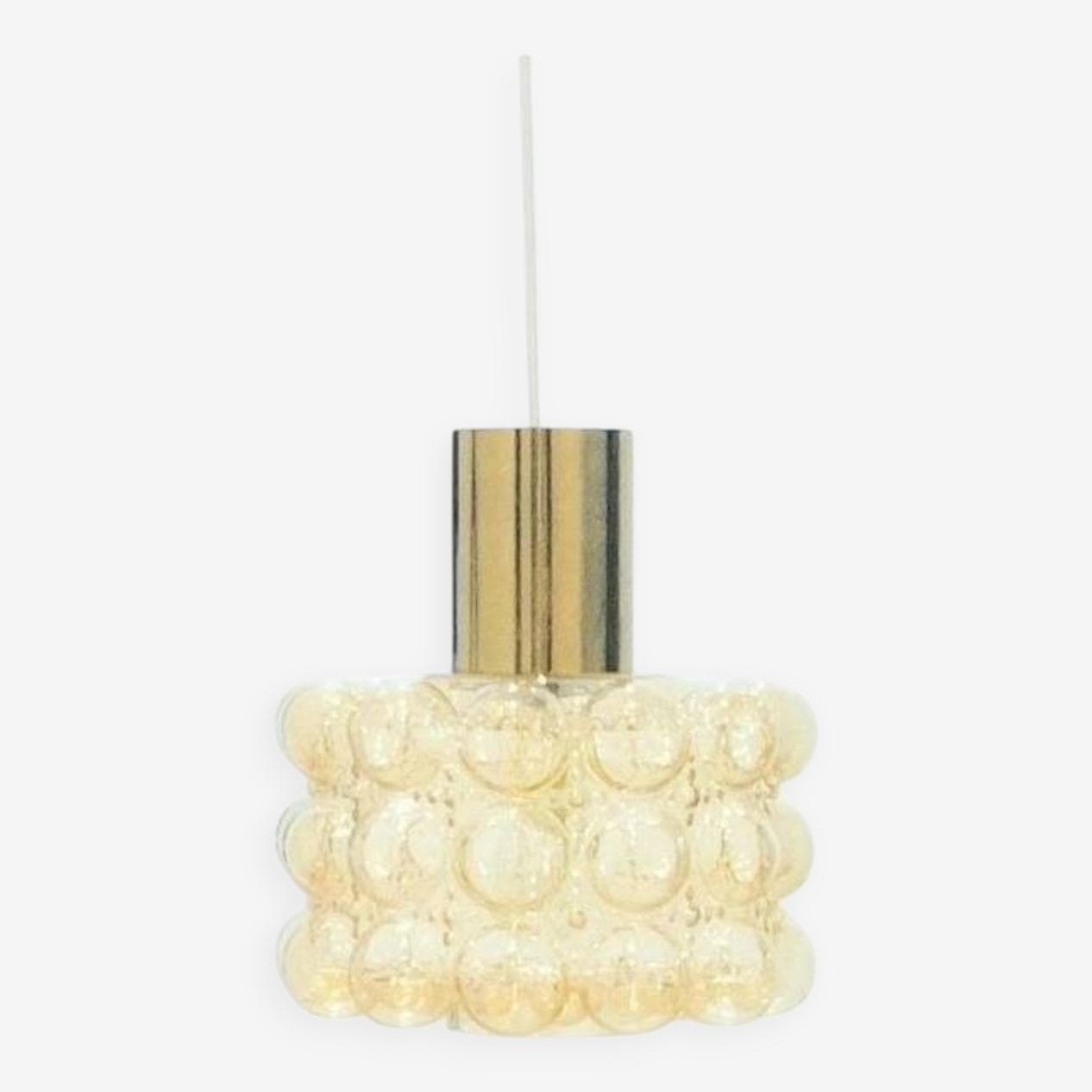 Lampa sufitowa Bubble, szkło bursztynowe, mosiądz złoty, proj. H. Tynell, Limburg, Niemcy, lata 60. - 295625
