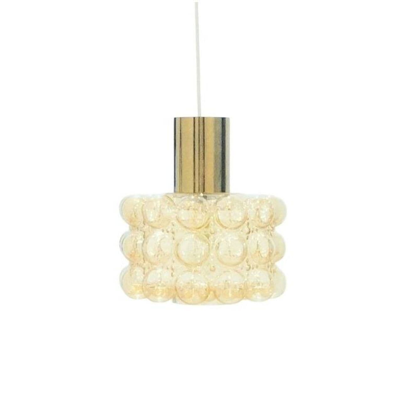 Lampa sufitowa Bubble, szkło bursztynowe, mosiądz złoty, proj. H. Tynell, Limburg, Niemcy, lata 60. - 295617