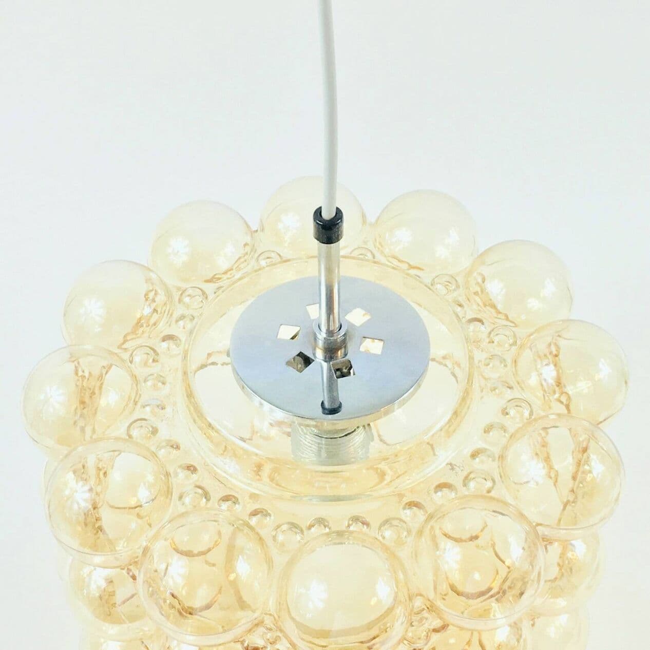 Lampa sufitowa Bubble, szkło bursztynowe, mosiądz złoty, proj. H. Tynell, Limburg, Niemcy, lata 60. - 295621