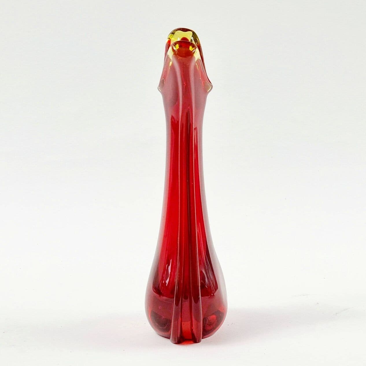 Vase Murano, red yellow transparent glass, by F. Poli, Italy, 1960s. - 295609