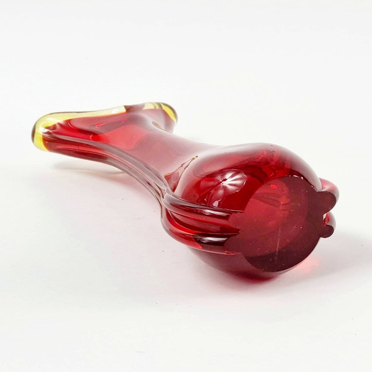 Vase Murano, red yellow transparent glass, by F. Poli, Italy, 1960s. - 295614