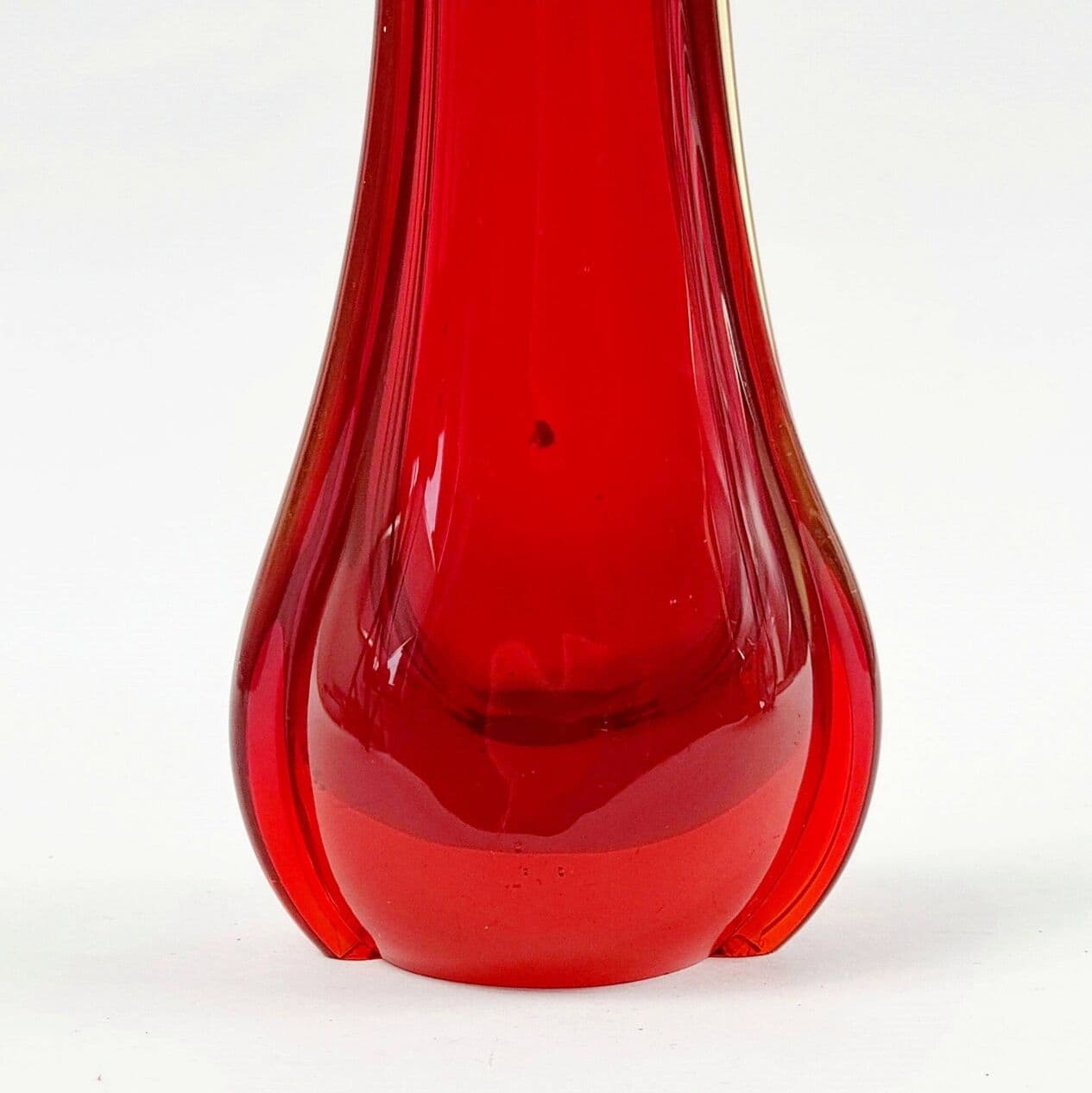 Vase Murano, red yellow transparent glass, by F. Poli, Italy, 1960s. - 295612