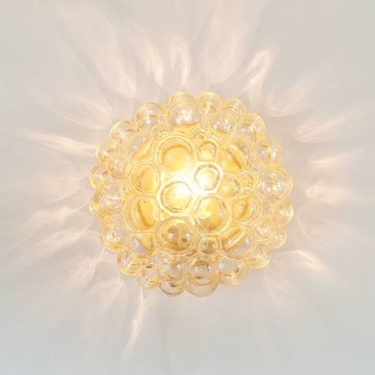 Lampa sufitowa Bubble, szkło złote transparentne, proj. H. Tynell, Limburg, Niemcy, lata 60. - 295601