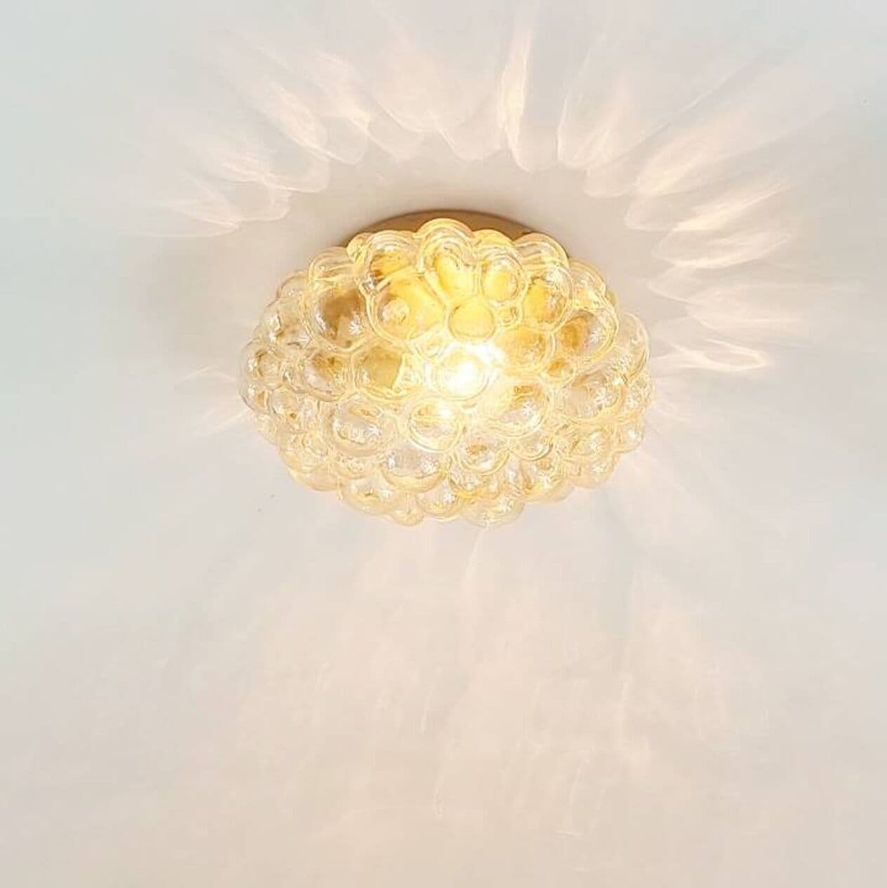 Lampa sufitowa Bubble, szkło złote transparentne, proj. H. Tynell, Limburg, Niemcy, lata 60. - 295602