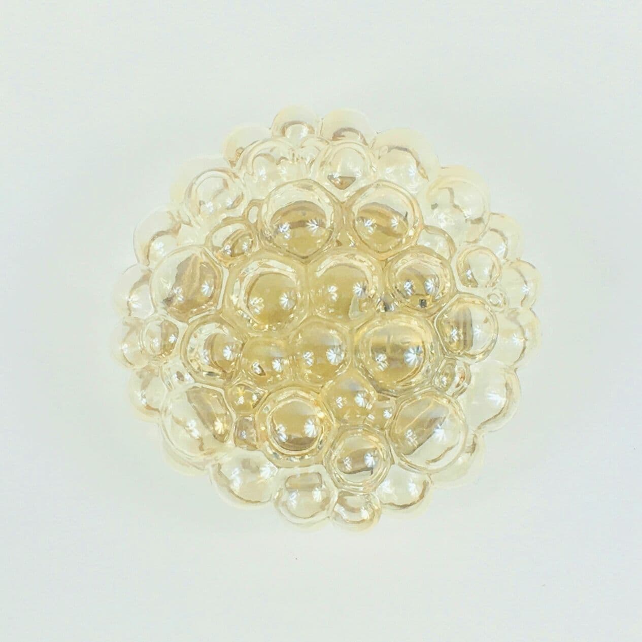 Lampa sufitowa Bubble, szkło złote transparentne, proj. H. Tynell, Limburg, Niemcy, lata 60. - 295605