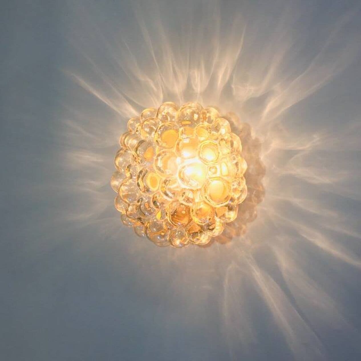 Lampa sufitowa Bubble, szkło złote transparentne, proj. H. Tynell, Limburg, Niemcy, lata 60. - 295603