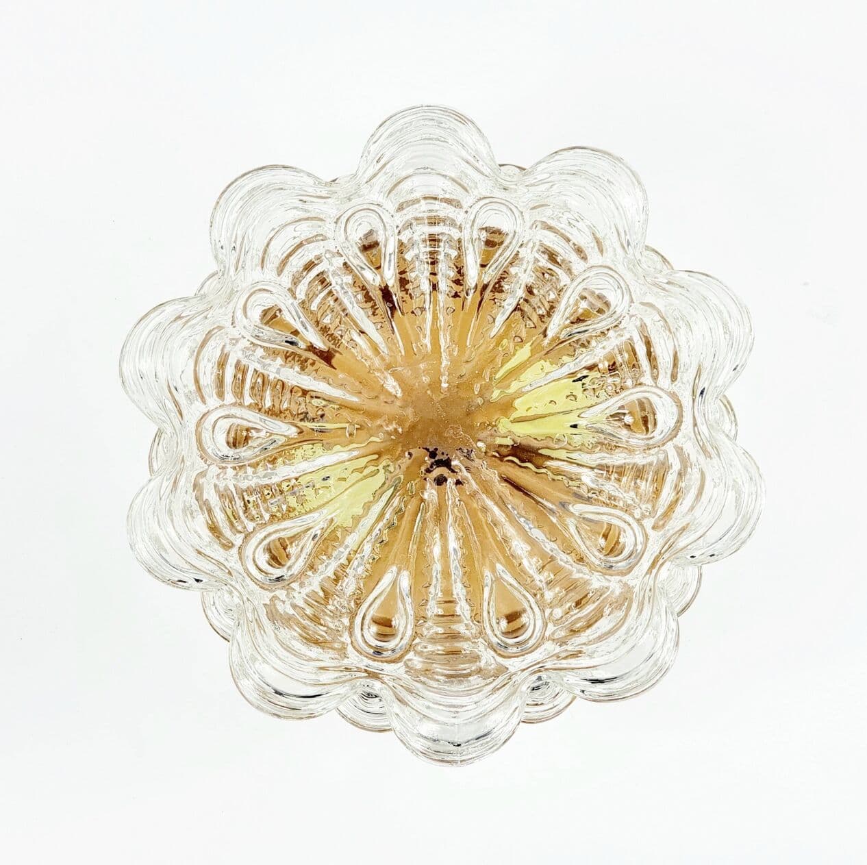 Ceiling Light Bubble, transparent glass, gold brass, by H. Tynell, Limburg, Germany, 1960s. - 295555