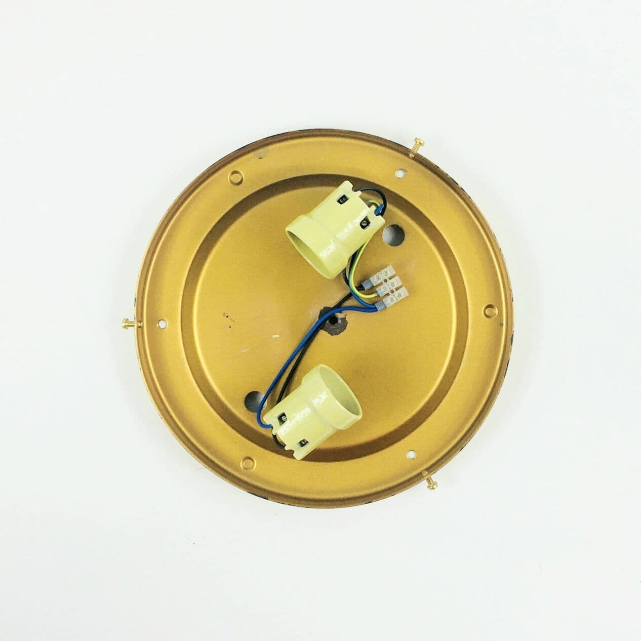 Ceiling Light Bubble, transparent glass, gold brass, by H. Tynell, Limburg, Germany, 1960s. - 295560