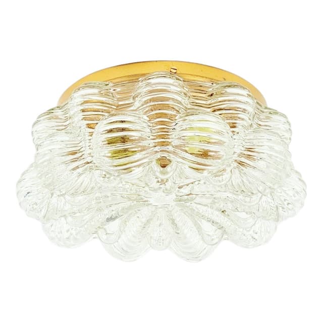 Ceiling Light Bubble, transparent glass, gold brass, by H. Tynell, Limburg, Germany, 1960s. - DIMENSION