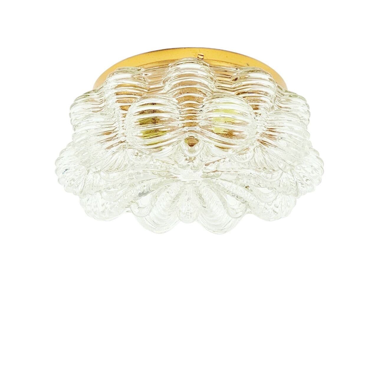 Ceiling Light Bubble, transparent glass, gold brass, by H. Tynell, Limburg, Germany, 1960s. - 295561
