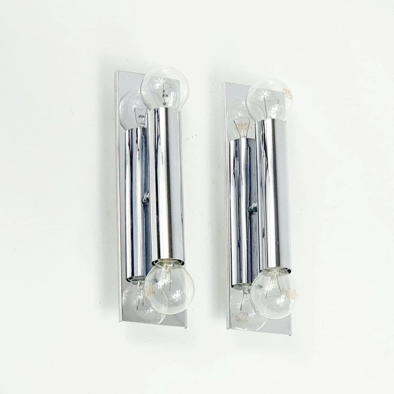 Para kinkietów Sputnik, chrom srebrny, Doria Leuchten, Niemcy, lata 70. - 295522