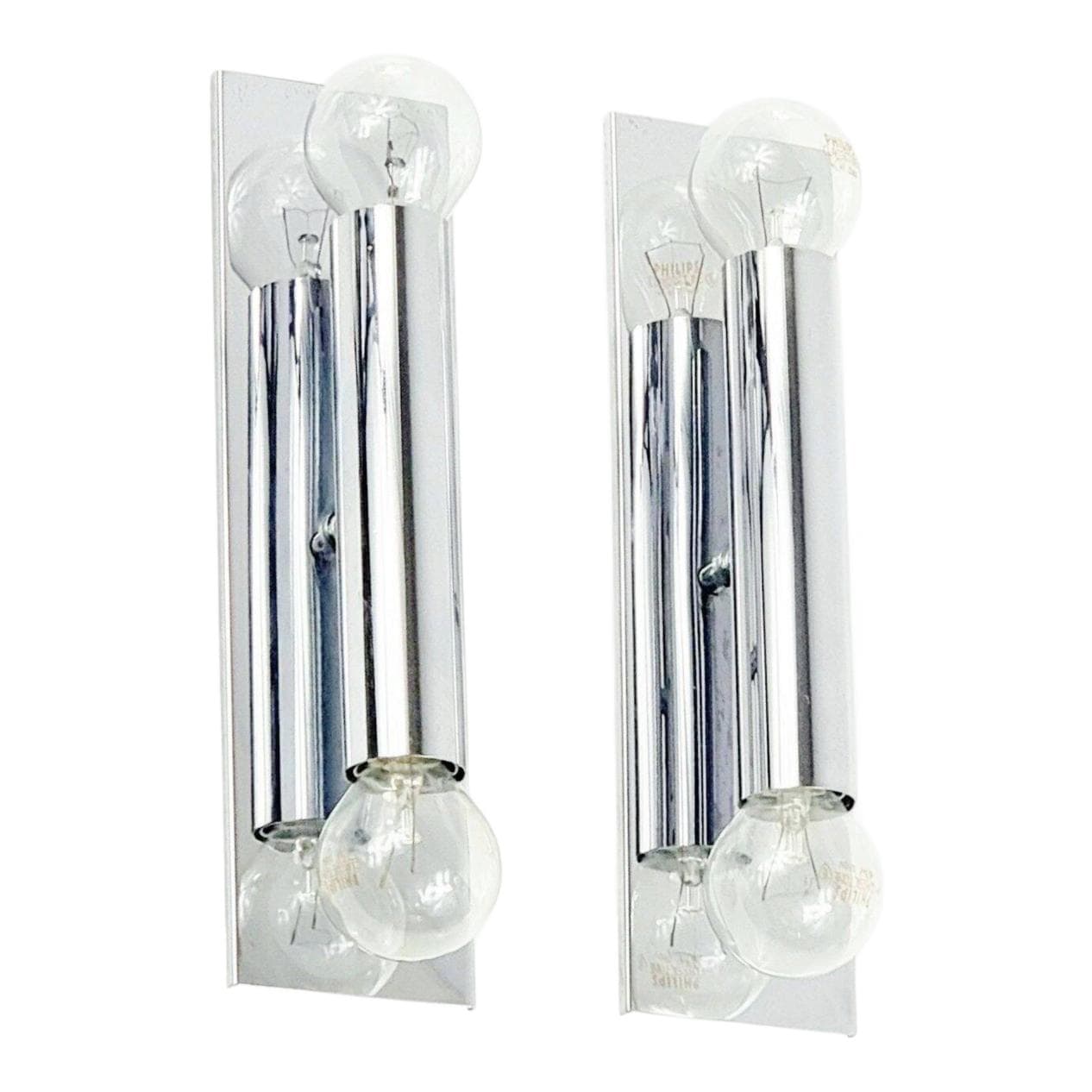 Para kinkietów Sputnik, chrom srebrny, Doria Leuchten, Niemcy, lata 70.