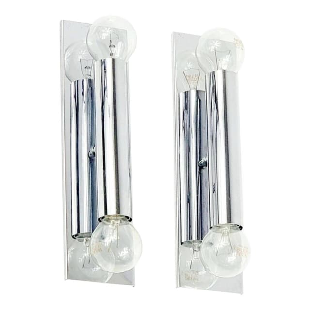 Para kinkietów Sputnik, chrom srebrny, Doria Leuchten, Niemcy, lata 70. - WYMIARY