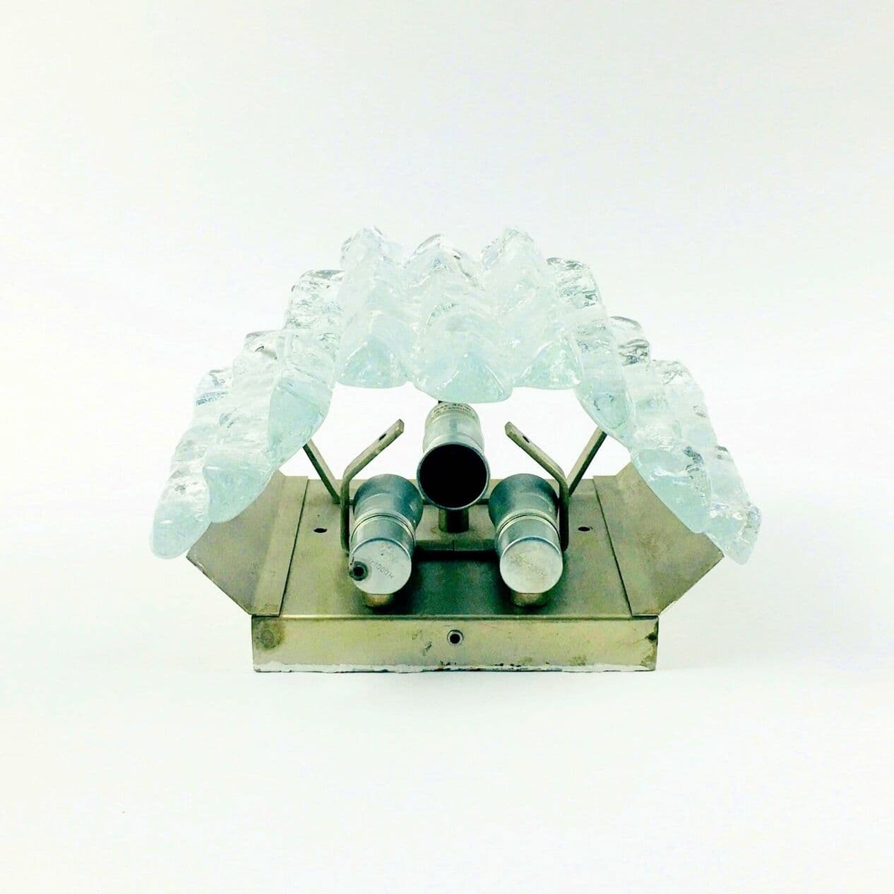 Para kinkietów Ice Glass, szkło transparentne, chrom, Kalmar Franken, Austria, lata 60. - 295508