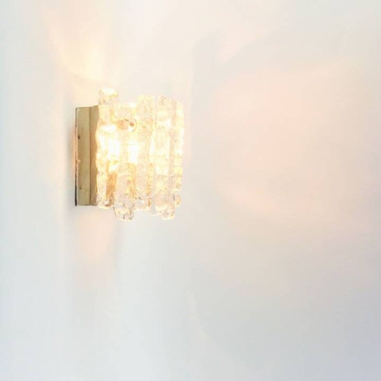 Para kinkietów Ice Glass, szkło transparentne, chrom, Kalmar Franken, Austria, lata 60. - 295506