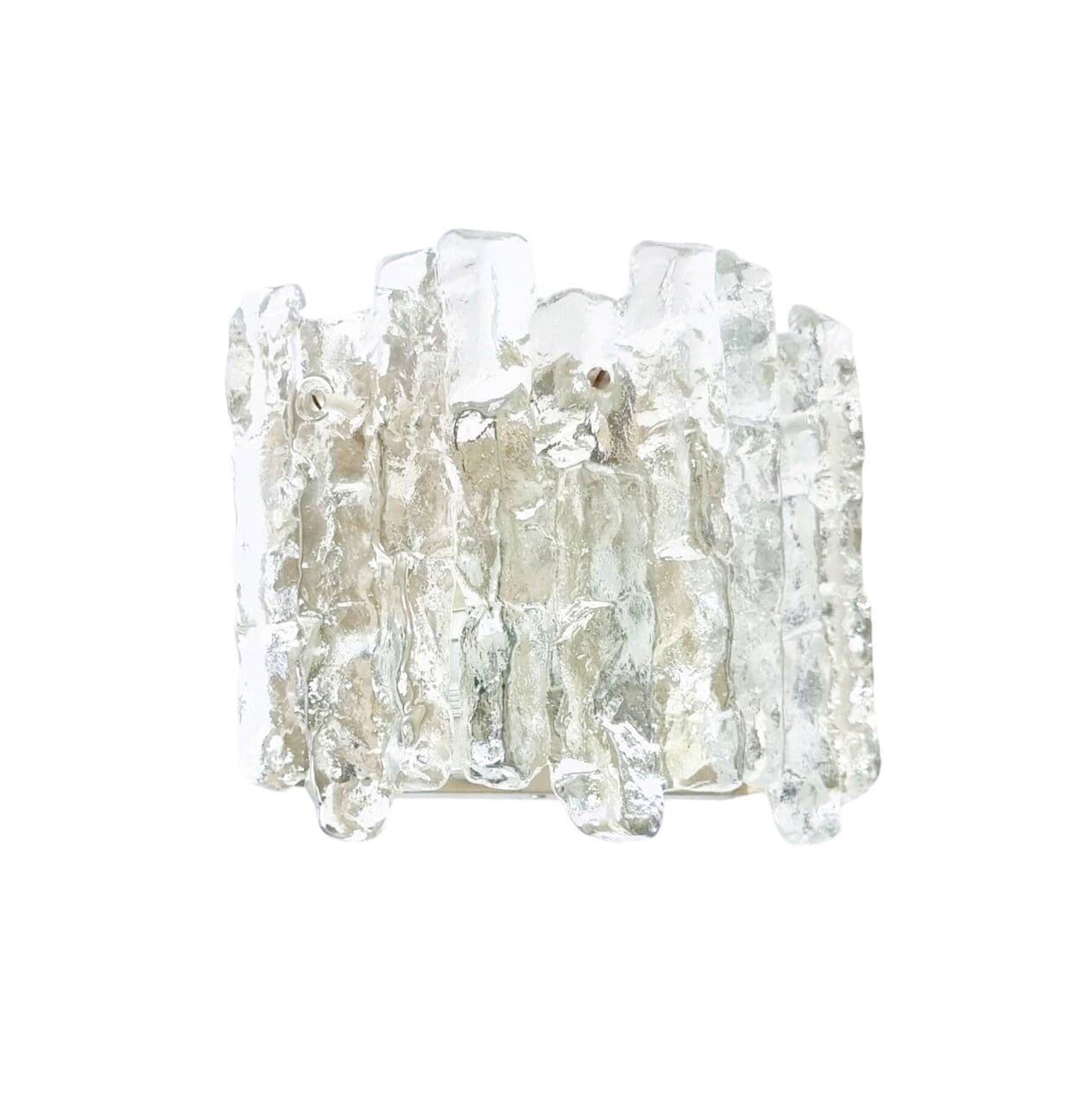 Para kinkietów Ice Glass, szkło transparentne, chrom, Kalmar Franken, Austria, lata 60. - 295503