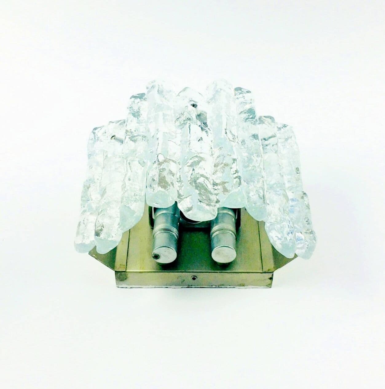 Para kinkietów Ice Glass, szkło transparentne, chrom, Kalmar Franken, Austria, lata 60. - 295507