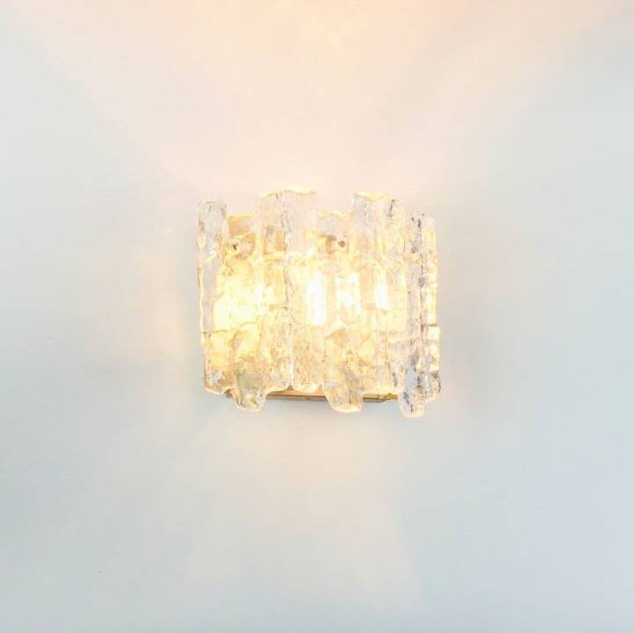 Para kinkietów Ice Glass, szkło transparentne, chrom, Kalmar Franken, Austria, lata 60. - 295505