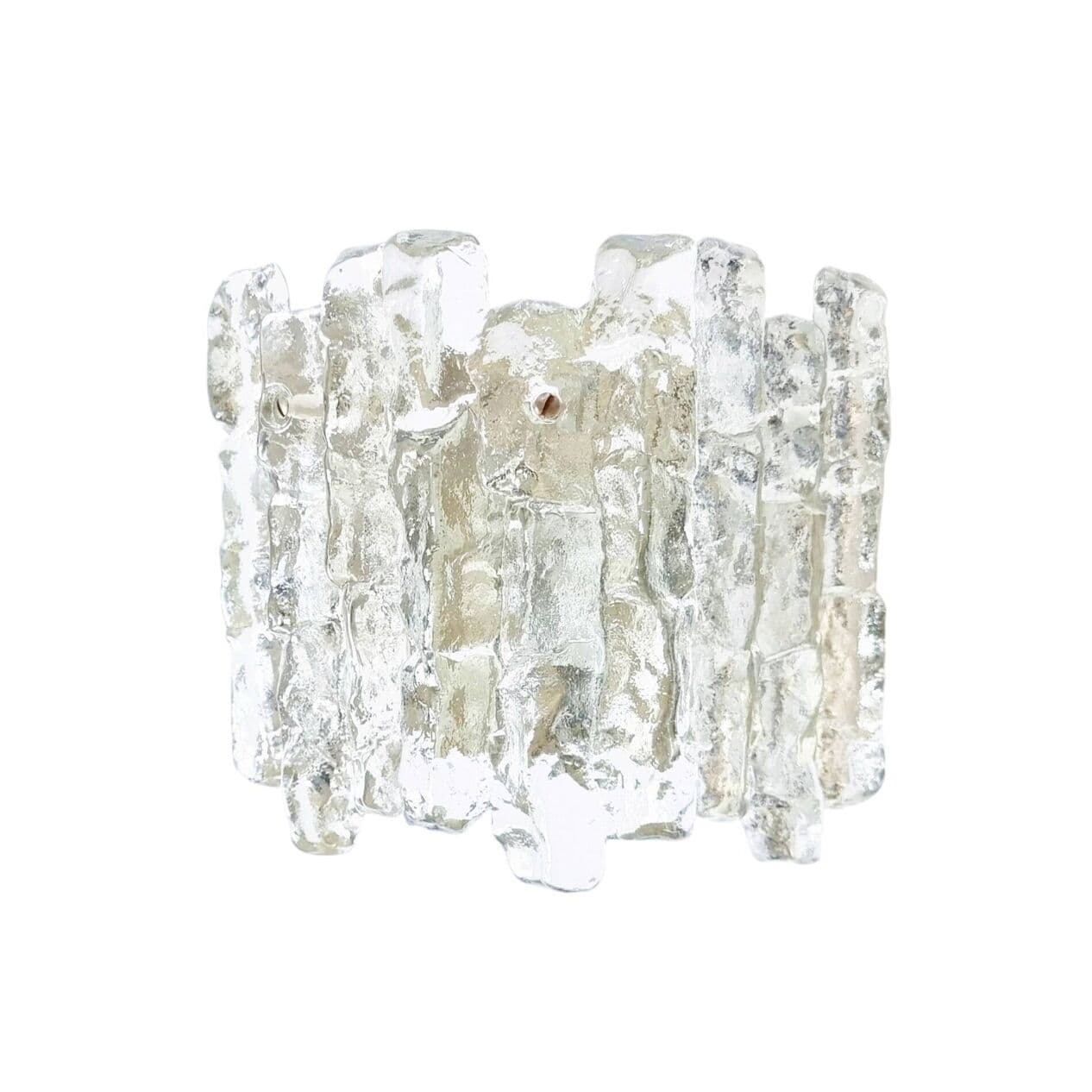 Para kinkietów Ice Glass, szkło transparentne, chrom, Kalmar Franken, Austria, lata 60. - 295501