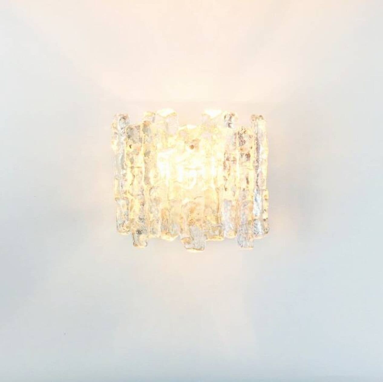 Para kinkietów Ice Glass, szkło transparentne, chrom, Kalmar Franken, Austria, lata 60. - 295504