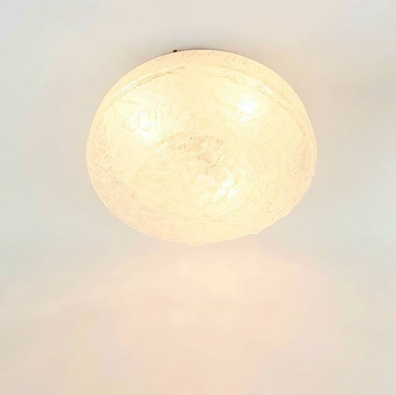 Plafon Murano Ice Glass, szkło transparentne, aluminium złoty, Doria Leuchten, Niemcy, lata 60. - 295497