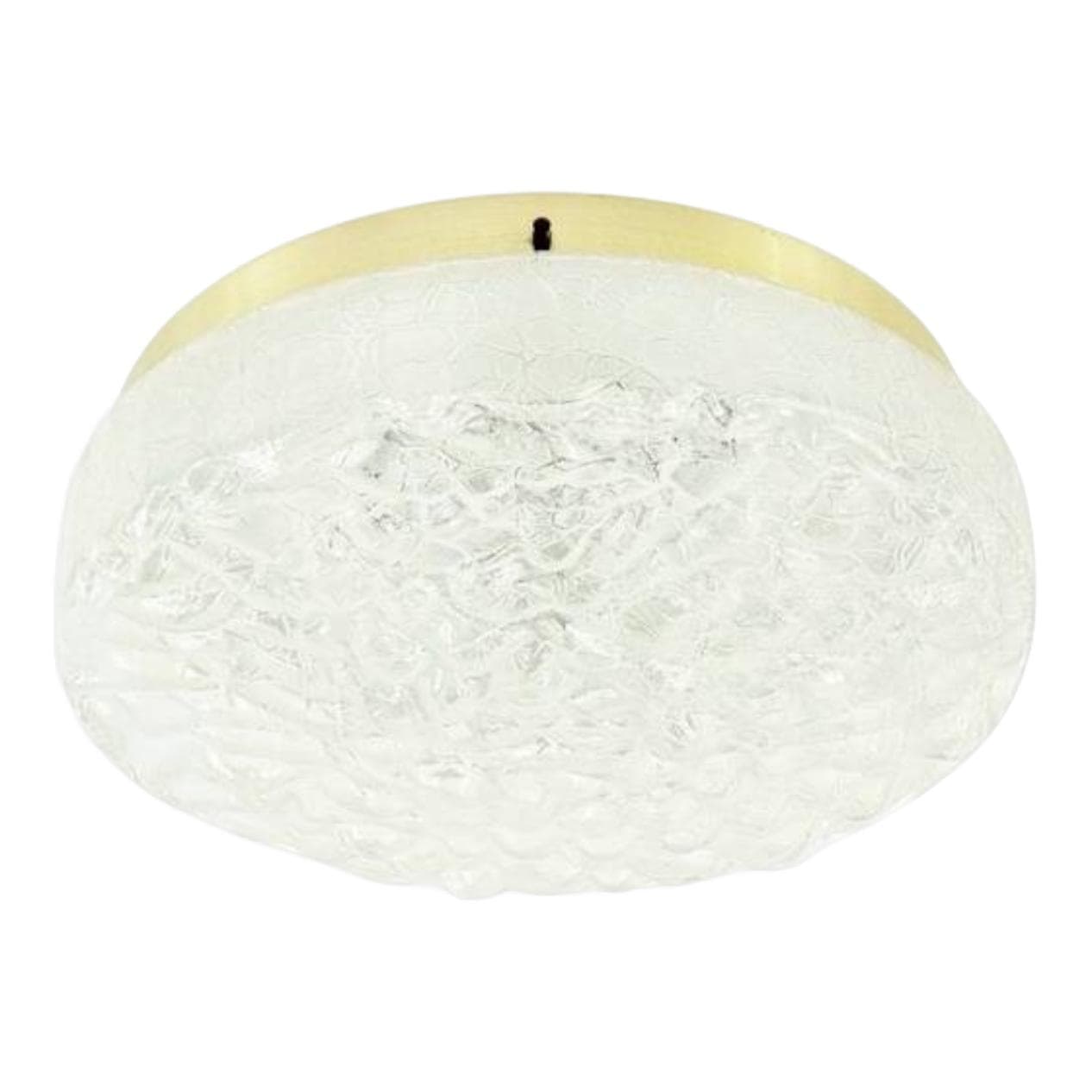 Plafon Murano Ice Glass, szkło transparentne, aluminium złoty, Doria Leuchten, Niemcy, lata 60.