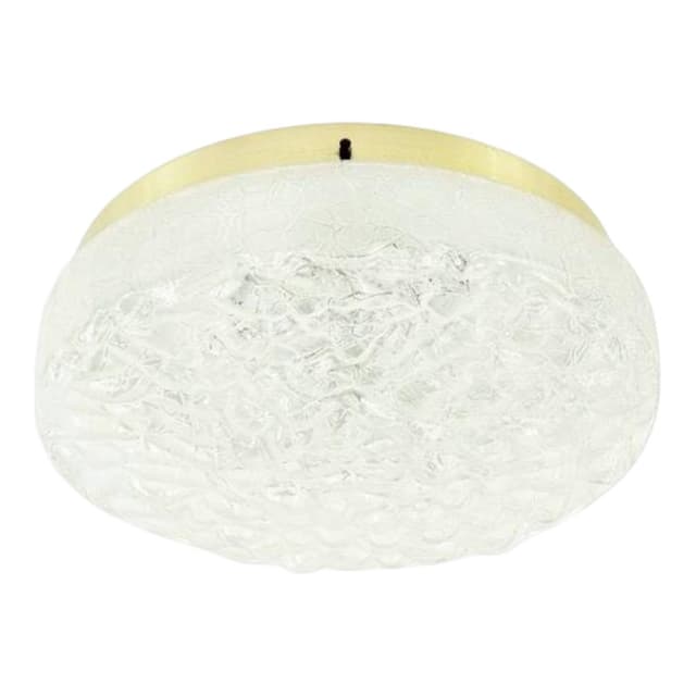 Plafon Murano Ice Glass, szkło transparentne, aluminium złoty, Doria Leuchten, Niemcy, lata 60. - WYMIARY