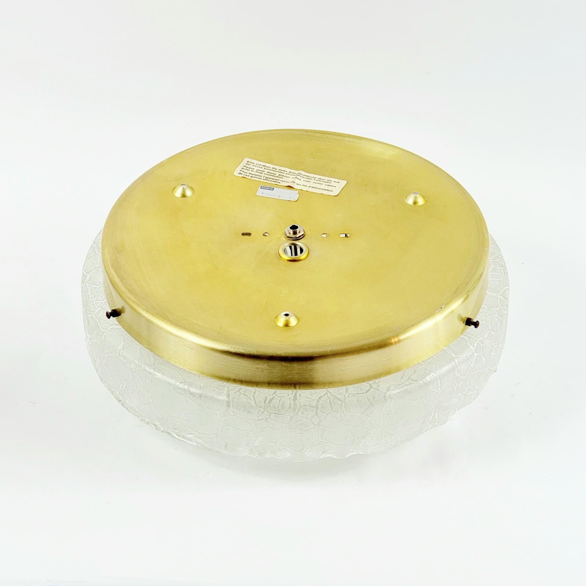 Plafon Murano Ice Glass, szkło transparentne, aluminium złoty, Doria Leuchten, Niemcy, lata 60. - 298927