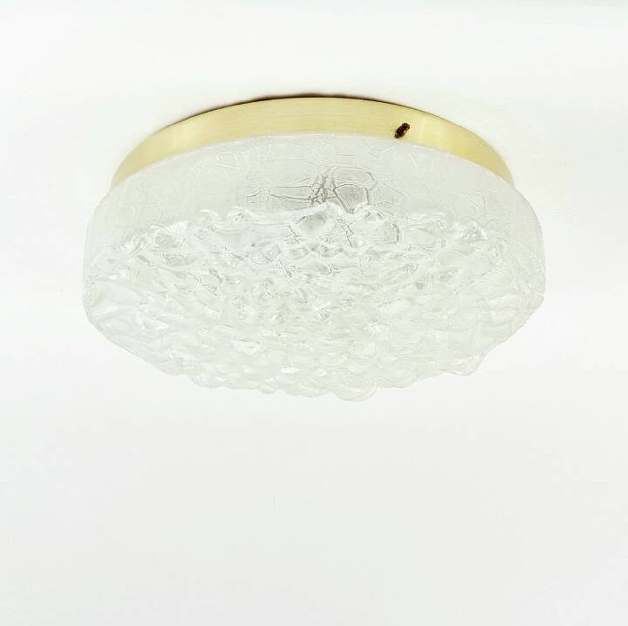 Plafon Murano Ice Glass, szkło transparentne, aluminium złoty, Doria Leuchten, Niemcy, lata 60. - 295494
