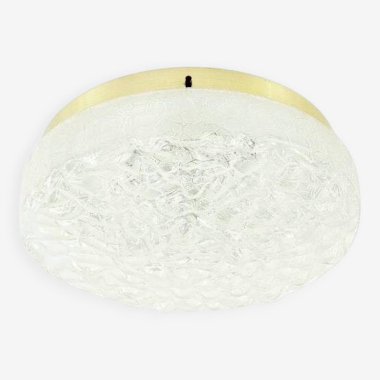 Plafon Murano Ice Glass, szkło transparentne, aluminium złoty, Doria Leuchten, Niemcy, lata 60. - 295491