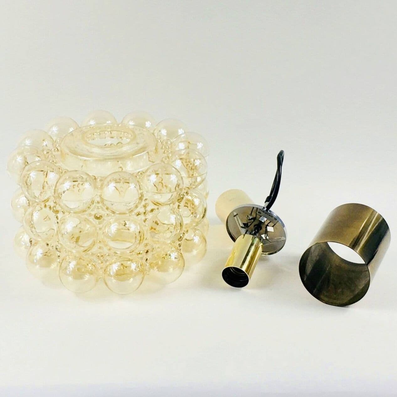 Lampa sufitowa Bubble, szkło transparentne złote, mosiądz złoty, proj. H. Tynell, Limburg, Niemcy, lata 60. - 295454