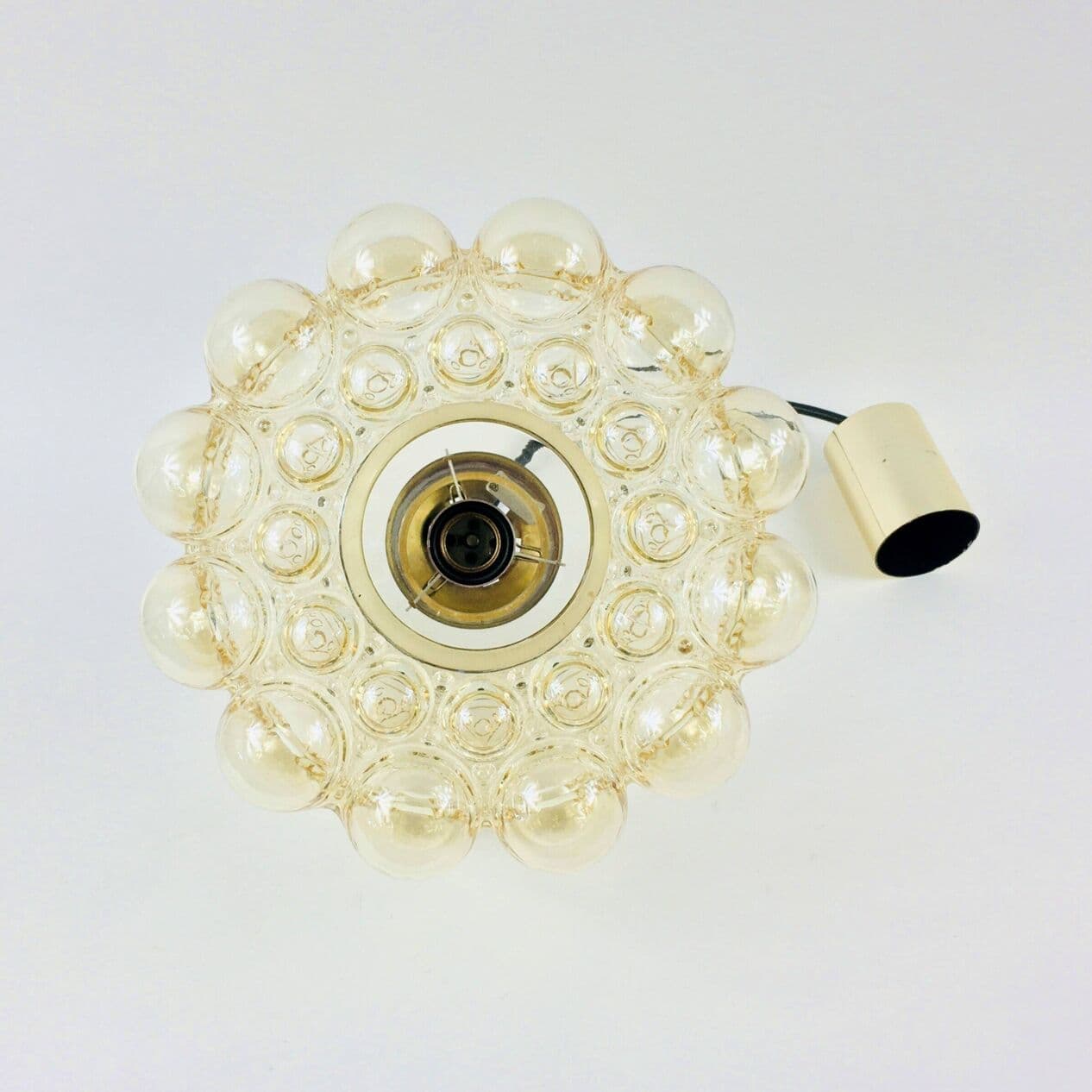 Lampa sufitowa Bubble, szkło transparentne złote, mosiądz złoty, proj. H. Tynell, Limburg, Niemcy, lata 60. - 295455