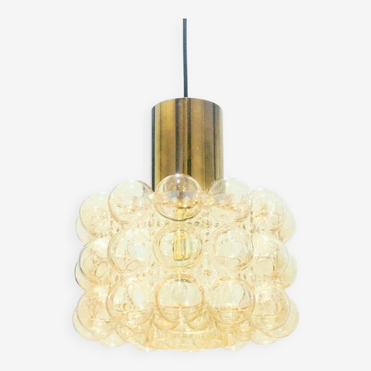Lampa sufitowa Bubble, szkło transparentne złote, mosiądz złoty, proj. H. Tynell, Limburg, Niemcy, lata 60. - 295448