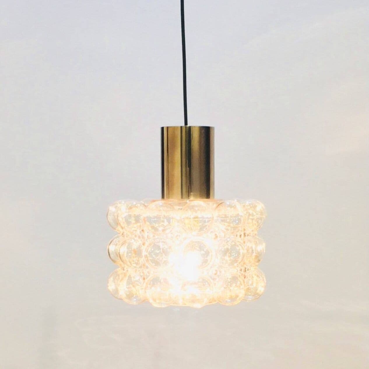 Lampa sufitowa Bubble, szkło transparentne złote, mosiądz złoty, proj. H. Tynell, Limburg, Niemcy, lata 60. - 295451