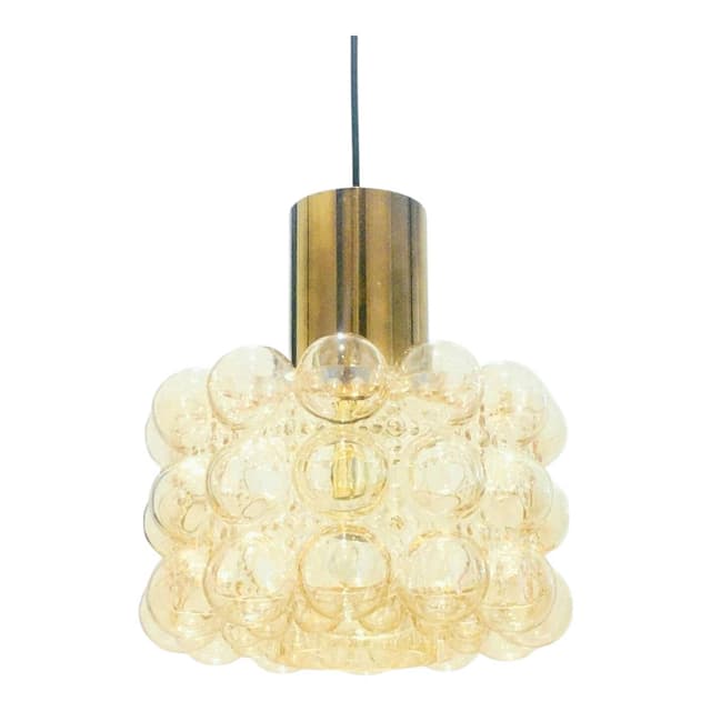 Lampa sufitowa Bubble, szkło transparentne złote, mosiądz złoty, proj. H. Tynell, Limburg, Niemcy, lata 60. - WYMIARY