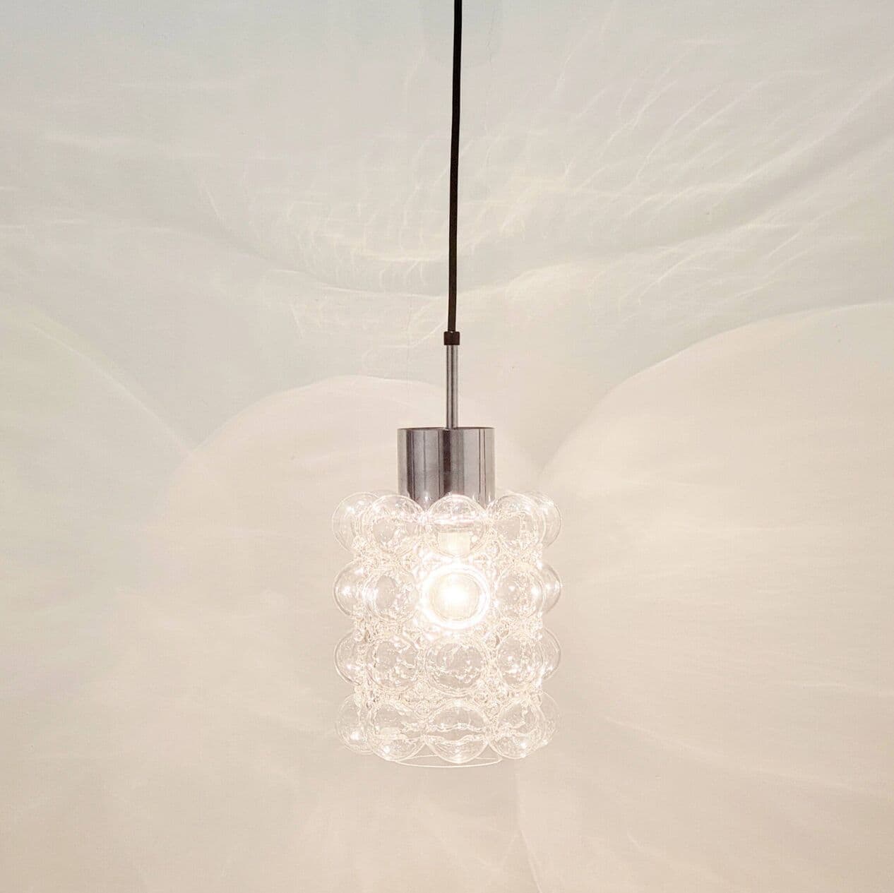 Para lamp sufitowych Bubble, szkło przezroczyste, chrom, proj. H. Tynell, Limburg, Niemcy, lata 60. - 295441