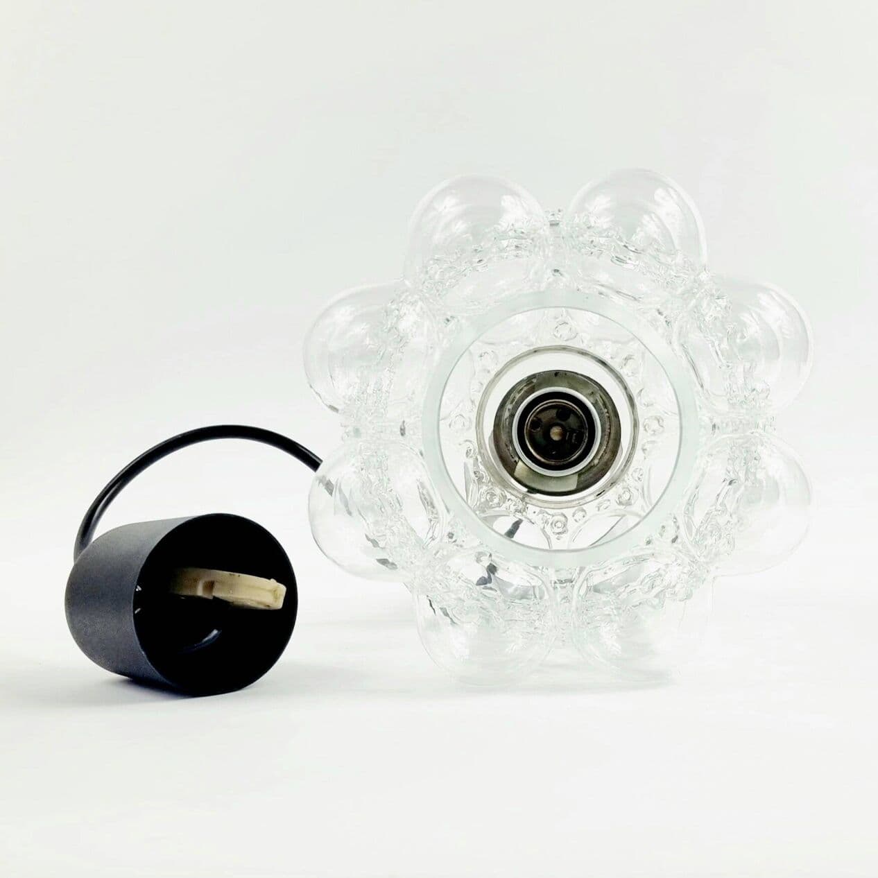 Para lamp sufitowych Bubble, szkło przezroczyste, chrom, proj. H. Tynell, Limburg, Niemcy, lata 60. - 295443