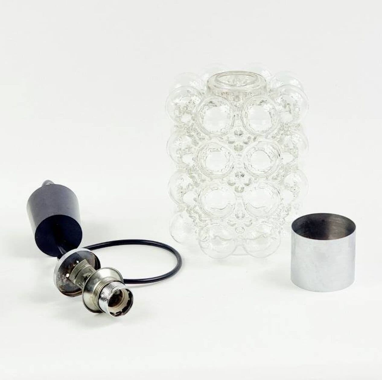 Para lamp sufitowych Bubble, szkło przezroczyste, chrom, proj. H. Tynell, Limburg, Niemcy, lata 60. - 295444