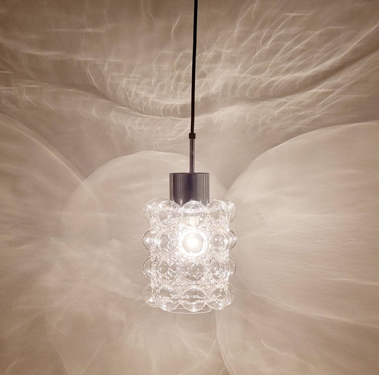 Para lamp sufitowych Bubble, szkło przezroczyste, chrom, proj. H. Tynell, Limburg, Niemcy, lata 60. - 295442