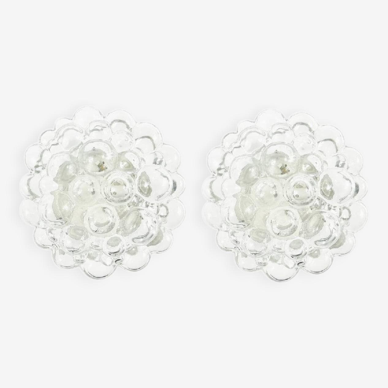 Para kinkietów Bubble, szkło transparentne, proj. H. Tynell, Limburg, Niemcy, lata 60. - 295396