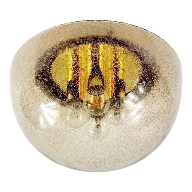 Lampa sufitowa Space Age, szkło brązowe, mosiądz złoty, Niemcy, lata 70. - WYMIARY