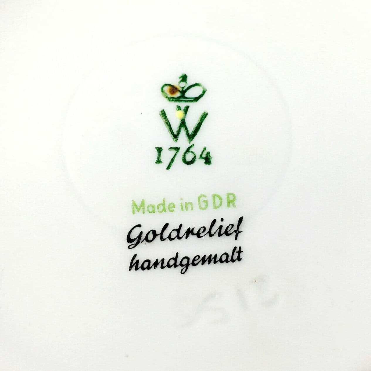 Vase, green white gold black porcelain, Wallendorf, East Germany, 1960s. - 295380
