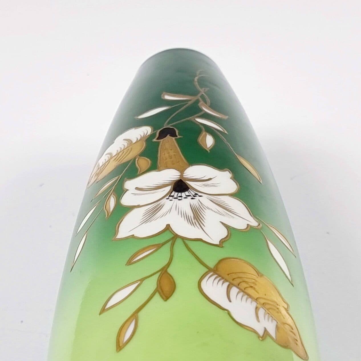 Vase, green white gold black porcelain, Wallendorf, East Germany, 1960s. - 295377